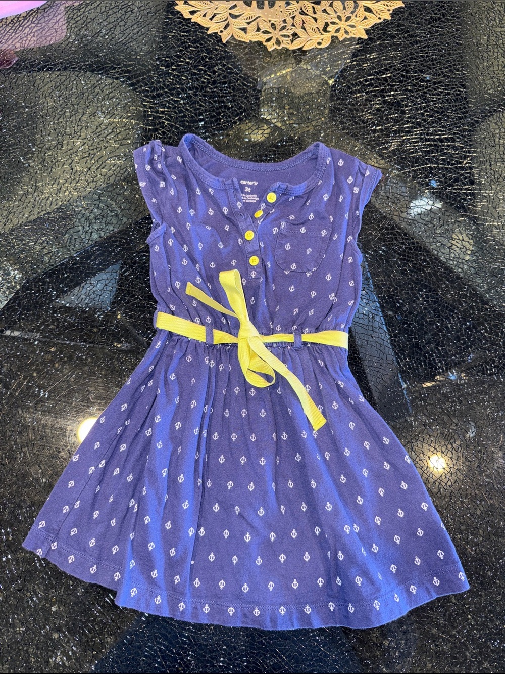 Carter's Purple Dress with Yellow Belt and Buttons
